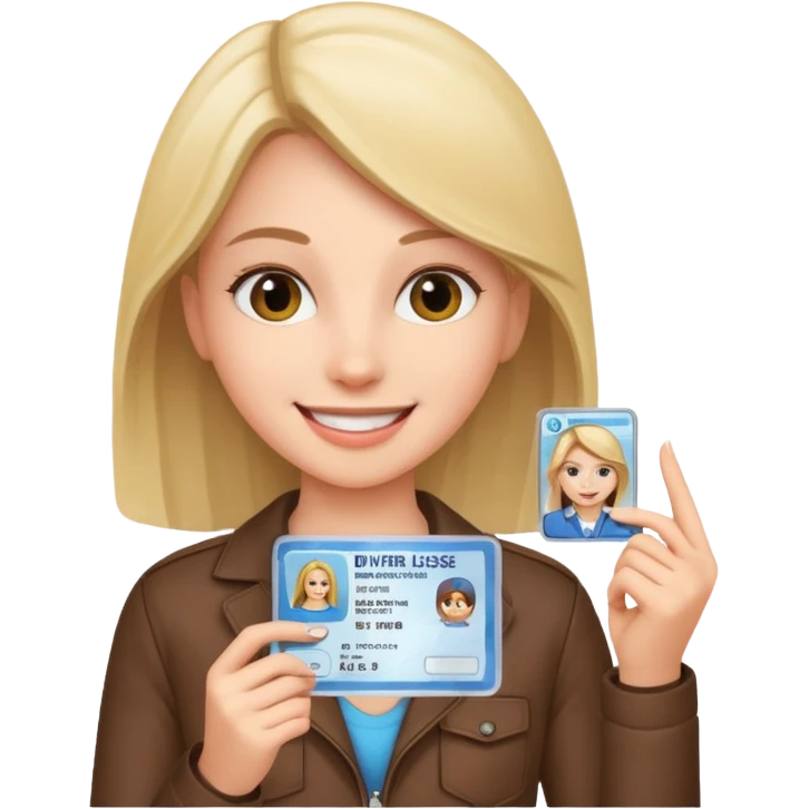 girl holding a drivers license emoji