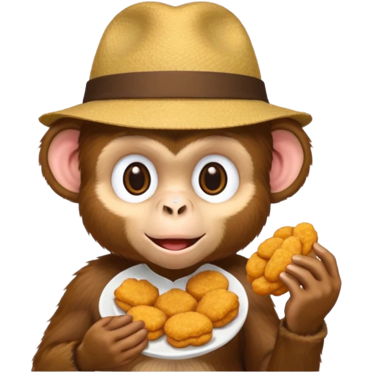 Monkey with a hat and chicken nuggets emoji