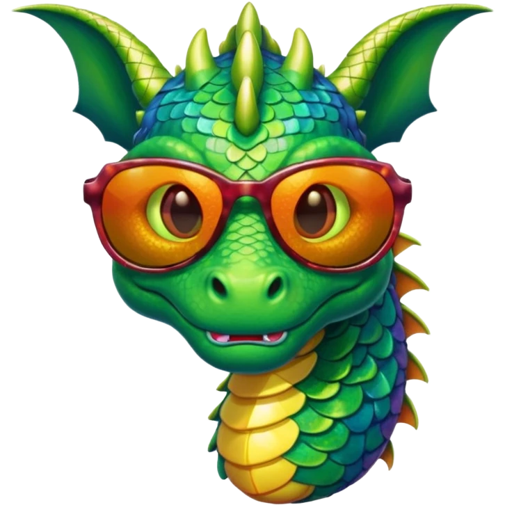 colorful dragon wearing sunglasses emoji