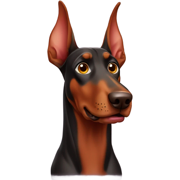 Red Doberman without cropped ears face facing front happy expression  emoji