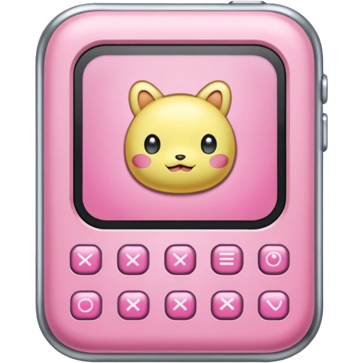 Tamagotchi ios app skeuomorphic, pink, details emoji