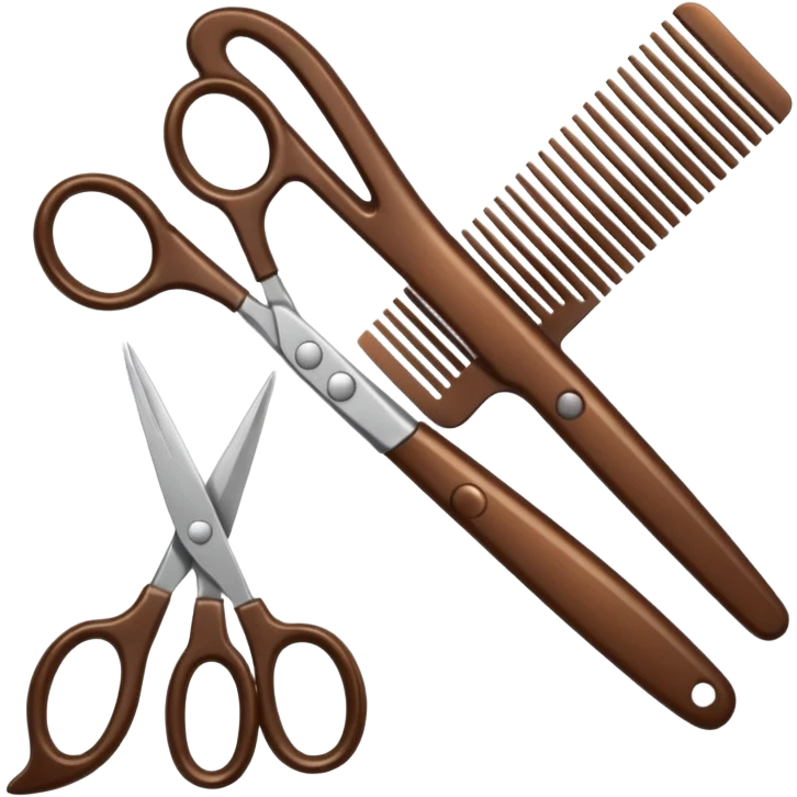 comb and scissors next to smooth hair strands emoji