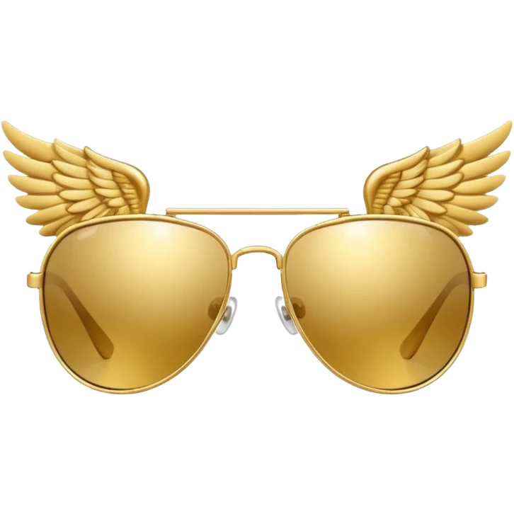fancy gold  sunglasses with wings emoji