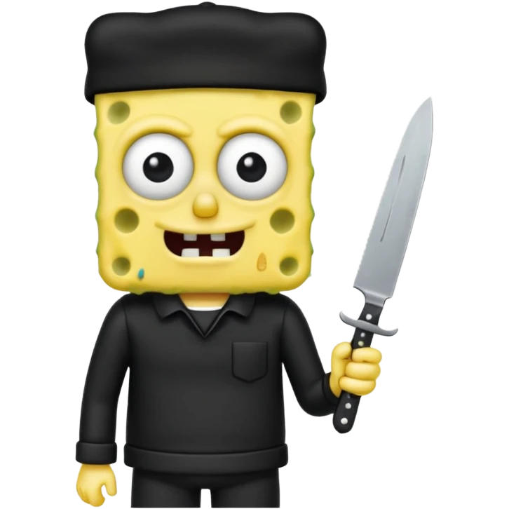 Emo SpongeBob holding a knife emoji