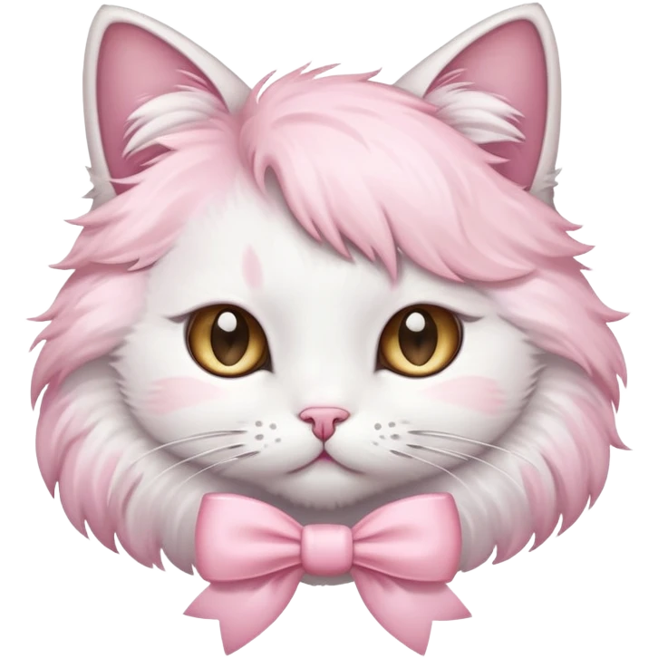 Cat with light pink bow emoji