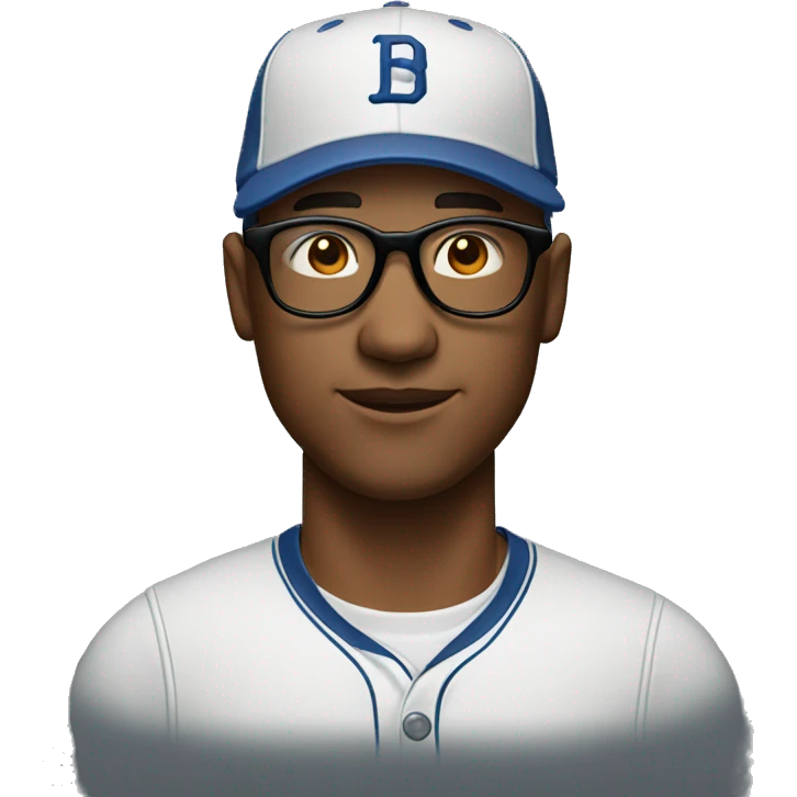 Man with baseball cap, square glasses, bald in mid 40s emoji
