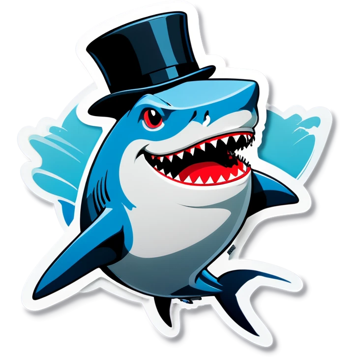 Shark with a top hat emoji