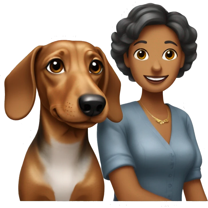 dachshund and woman emoji