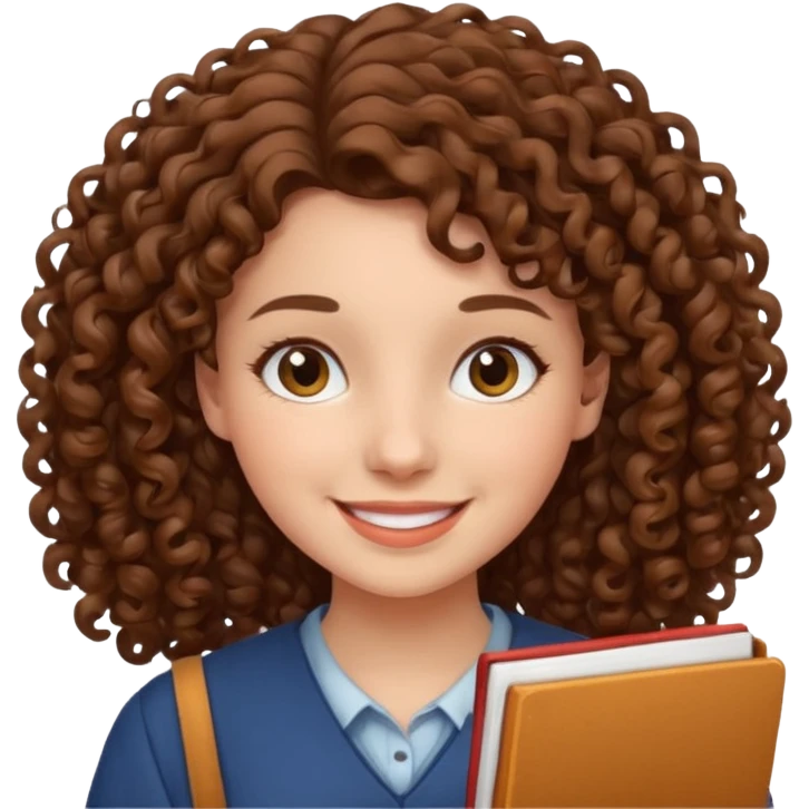 woman student , curly hair emoji