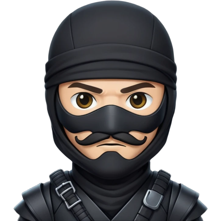 black ninja mercenary android with mustache and eye-patch emoji