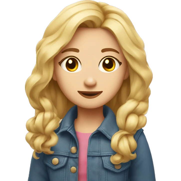 светловолосая девушка и розовая кошка emoji