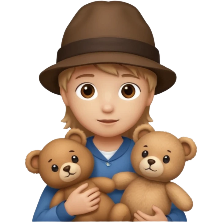 kid wearing hat with teddy bear  emoji