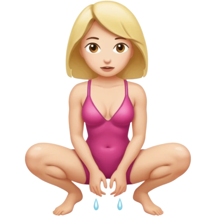 나체의 여성이 쪼그려앉아서 보지를 잘 보이게 벌려서 보여주고 있다 emoji