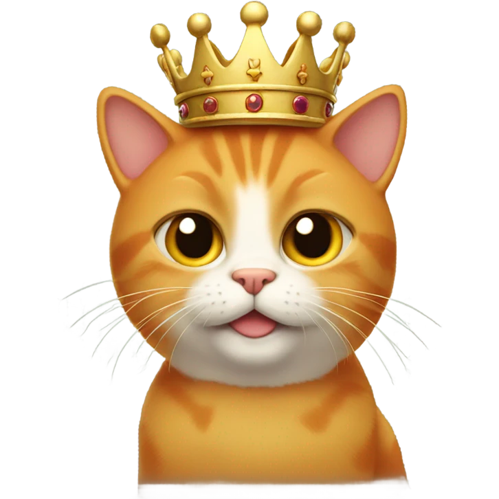 a small orange cat with a mustache and a king crown emoji