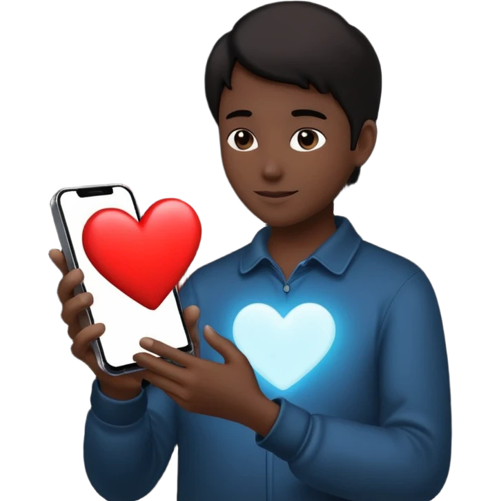 person silhouette holding a phone with a heart emoji