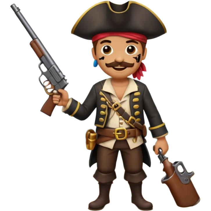 Pirates emoji holding gun and standing on shore  emoji