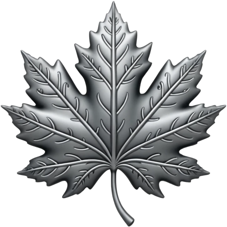Black and silver filigree maple leaf, 3D, extremely detailed design emoji