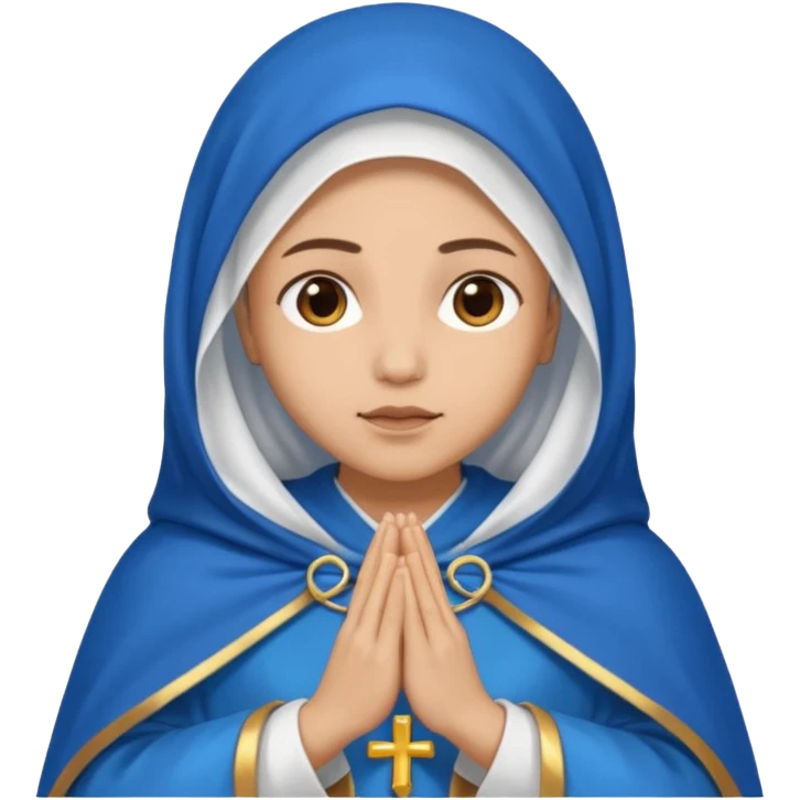 Nossa senhora das graças com aura manto azul e vel branco, com mãos postas emoji