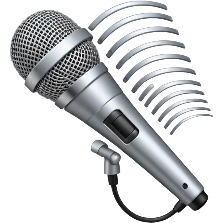 microphone with sound waves around emoji