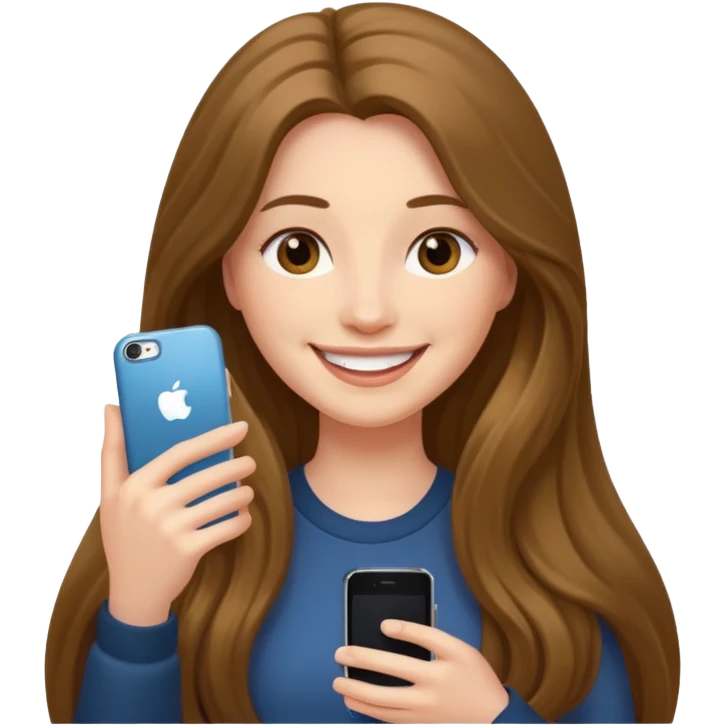 아이폰들고 있는 긴 생머리 여자 그러줘 emoji