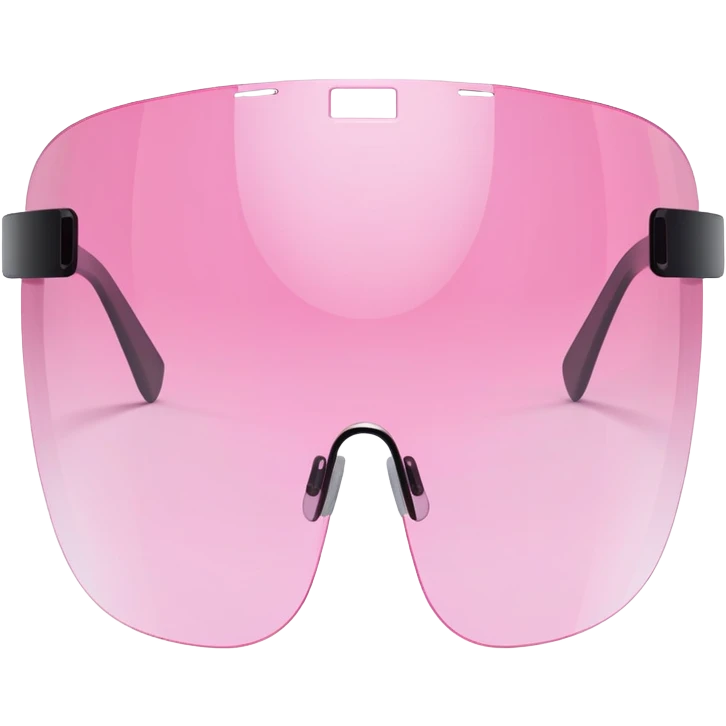 pink tinted shield visor glasses, frameless Y2K style, one continuous lens, minimalist design emoji