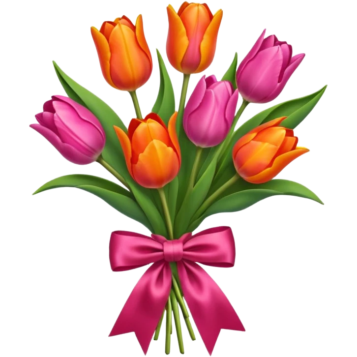 bouquet of 5 tulip and bow tie emoji