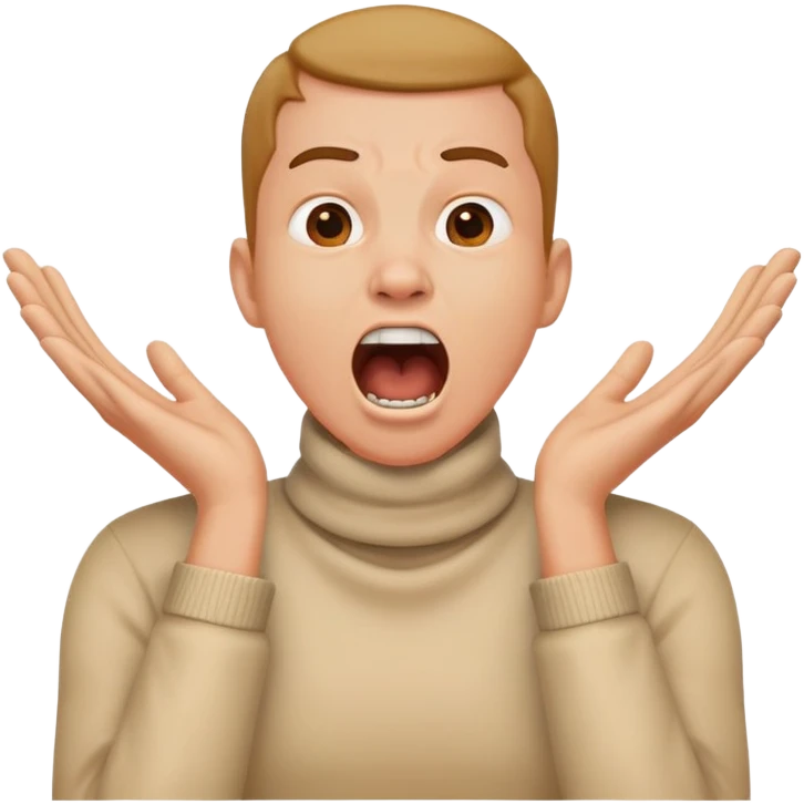 person with hands across neck and mouth open yelling emoji