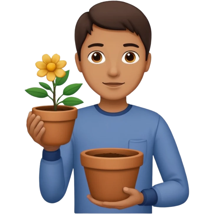 man holding a flower pot emoji