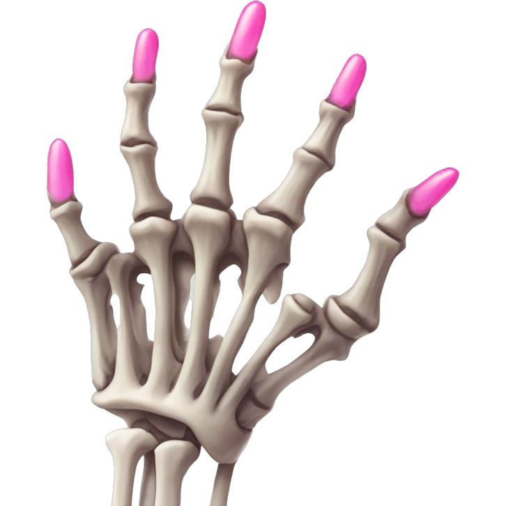 skeleton hand with long pink nails emoji