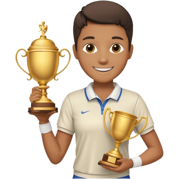 Tennis champion with trophy emoji