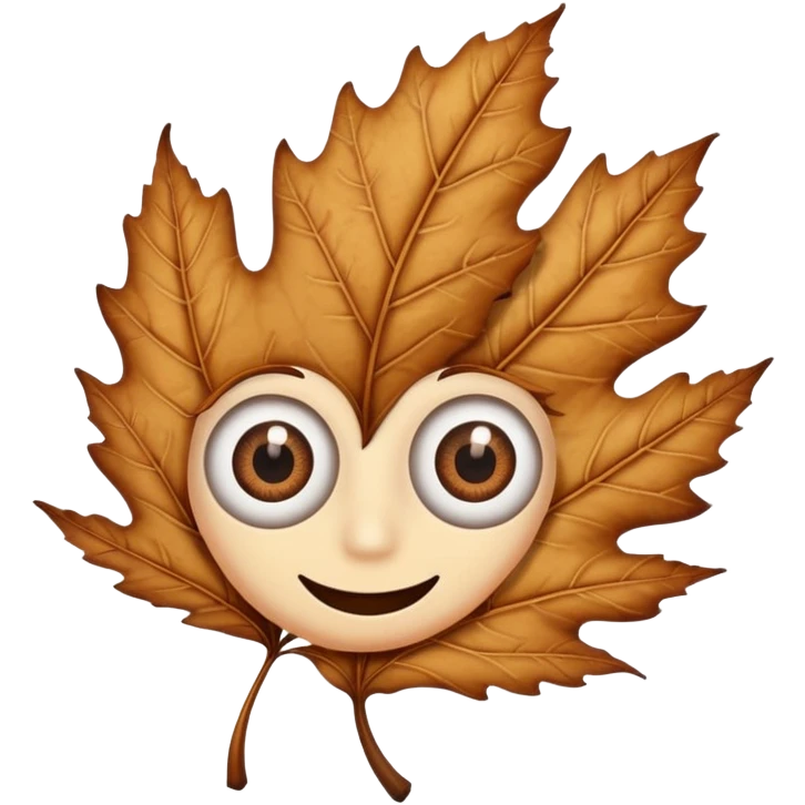 single comic dryleaf with two eyes and a smile on it emoji