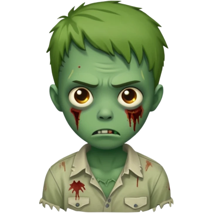 a super cute zombie green with shirt, look sad but not danger

 emoji