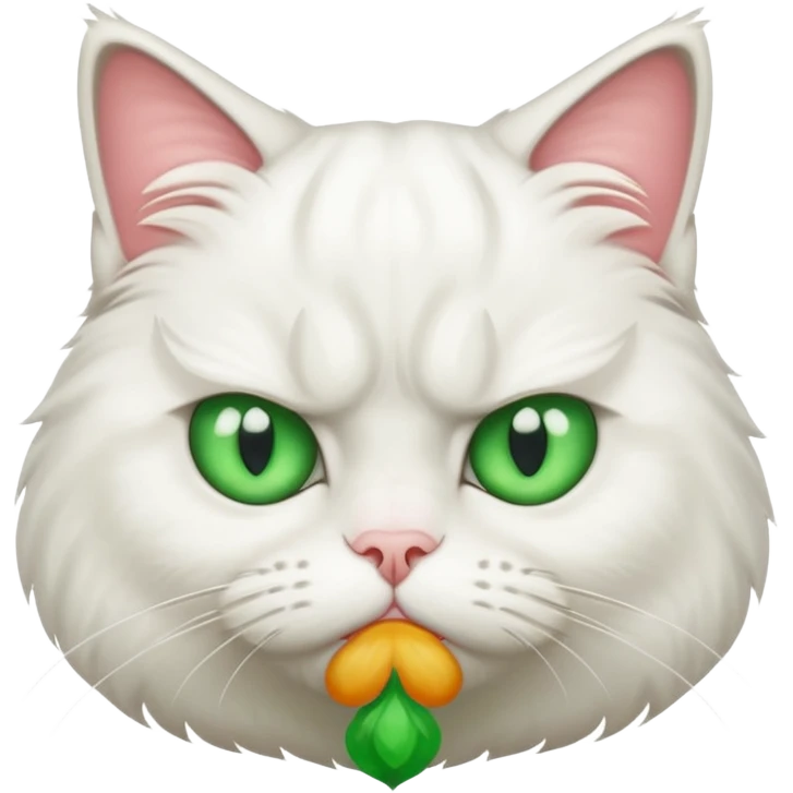 A grumpy white cat emoji