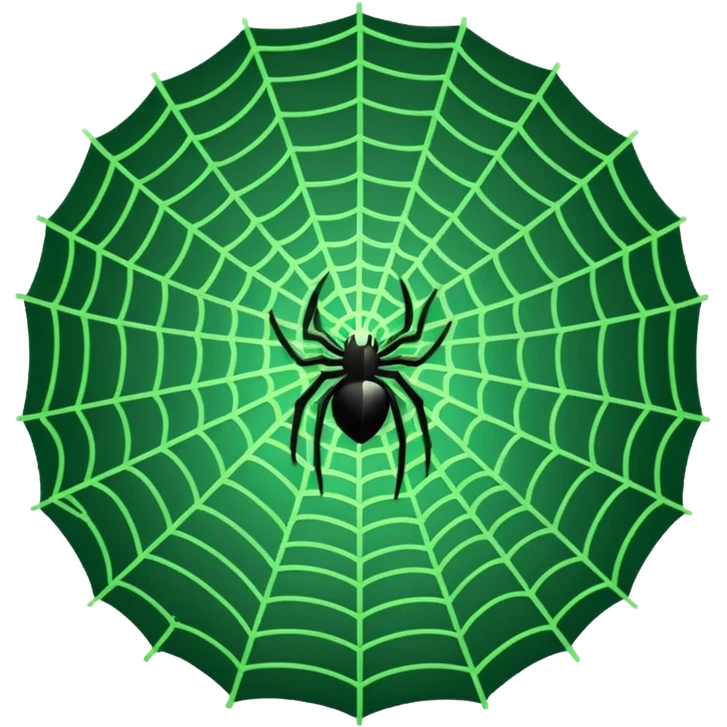 simple spider web with green laser lines, 3/4 perspective, emoji style emoji