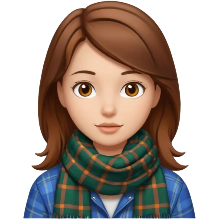 Girl with plaid scarf emoji