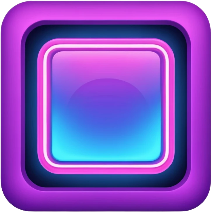 A glowing neon square in shades of blue and purple emoji