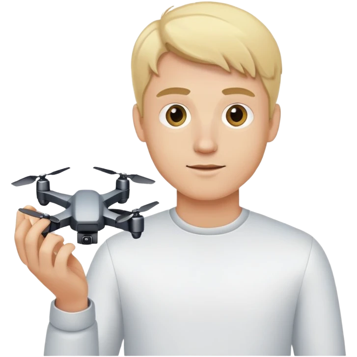 Blonde guy holding a small drone emoji