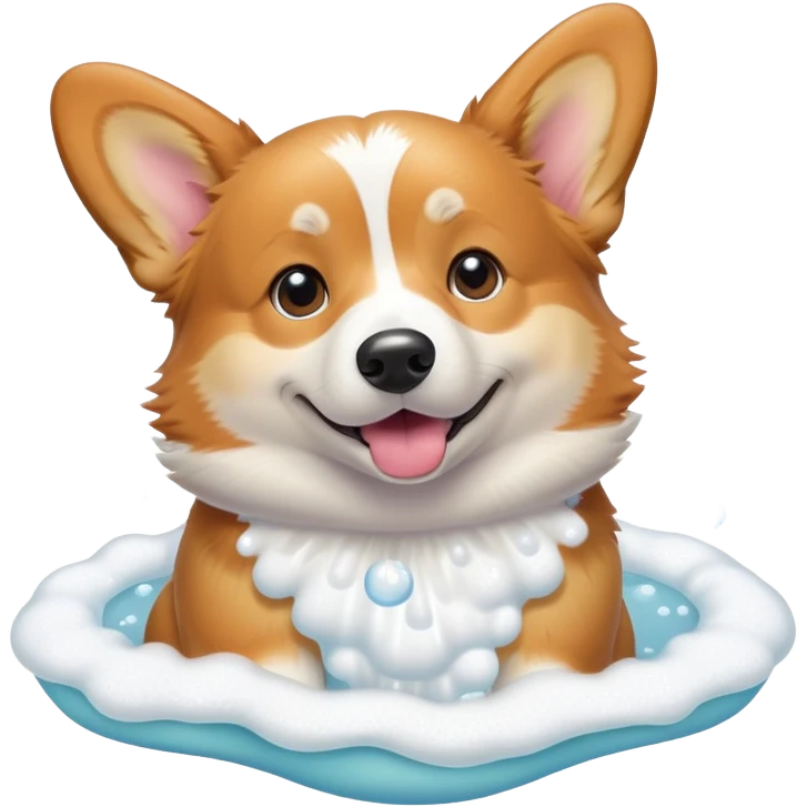 Corgi taking a bubble bath emoji