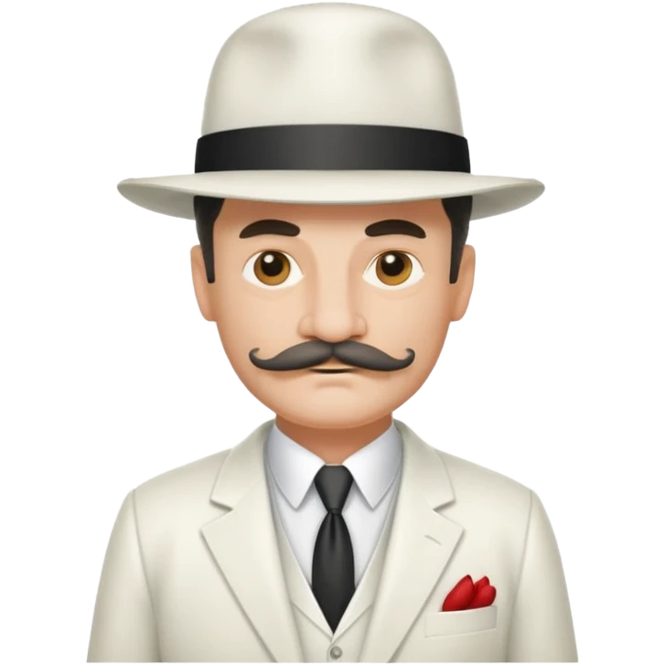 middle aged mobster with white colored suit and hat and mustache emoji