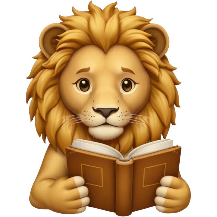 lion reading a book emoji