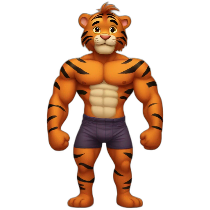 Tigger with a muscle chest emoji