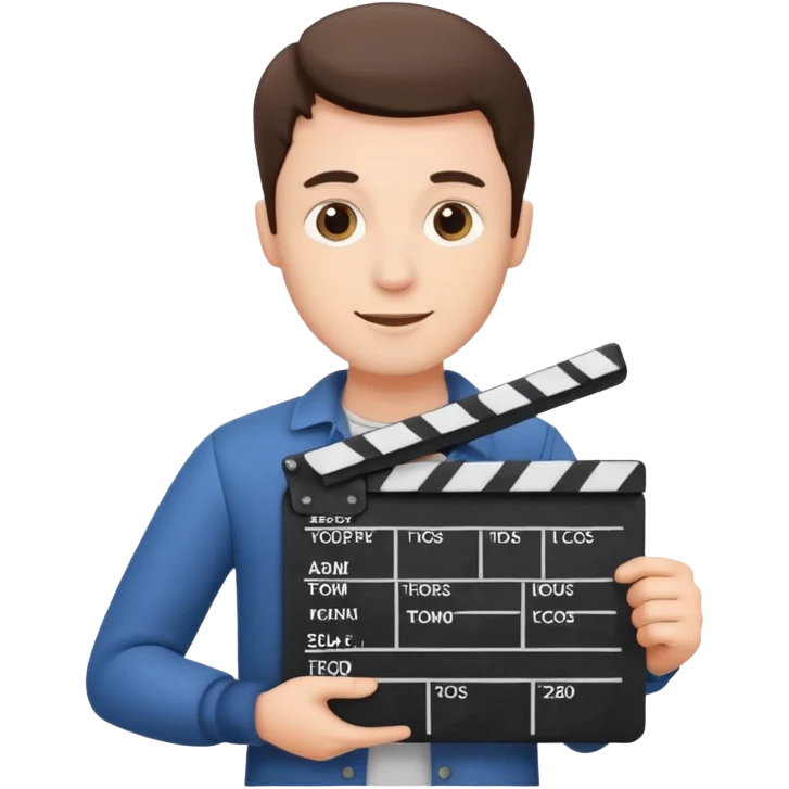 male content creator holding a clapperboard emoji
