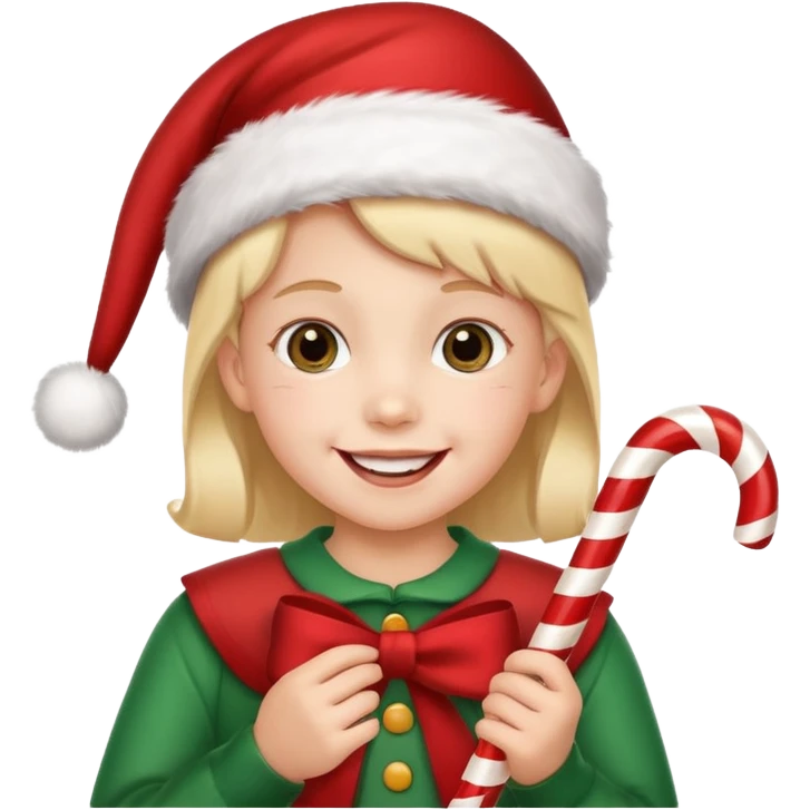 Chiklder with candy canes celebrating Christmas emoji
