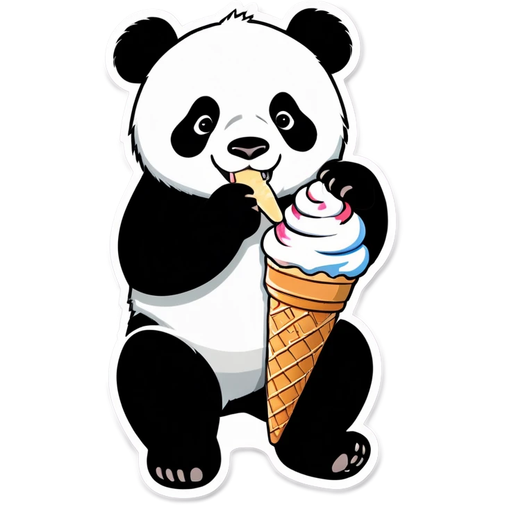 Panda eating ice cream emoji