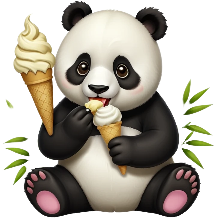 Panda eating ice cream emoji