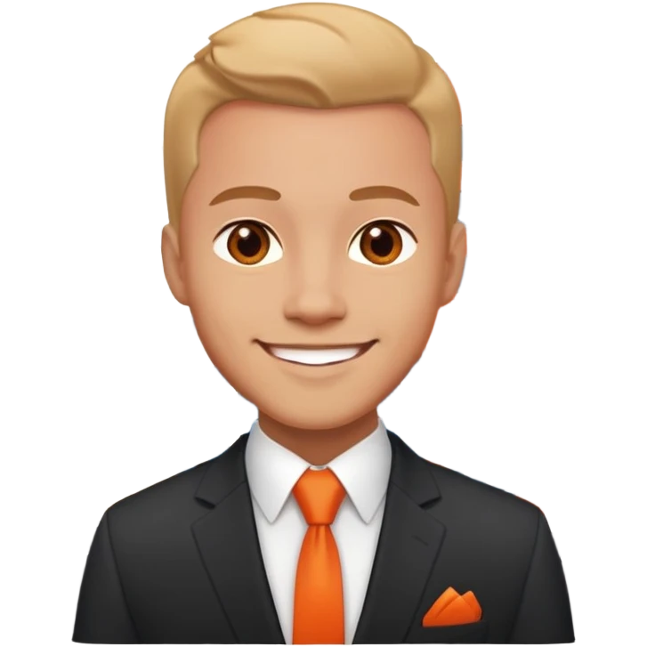 Смайлик где сидит дядька а на фоне деловой центр рыжего цвета emoji