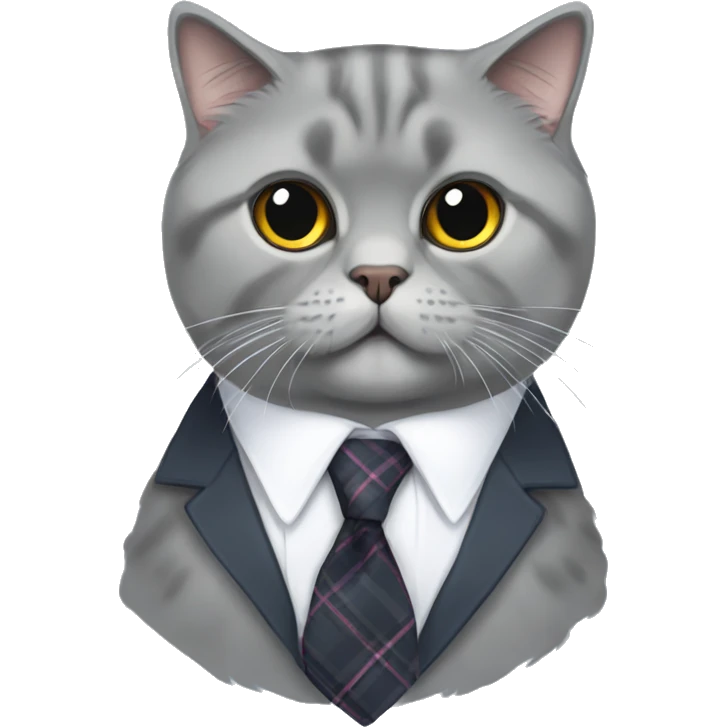 grey scottish fold cat in a tie emoji