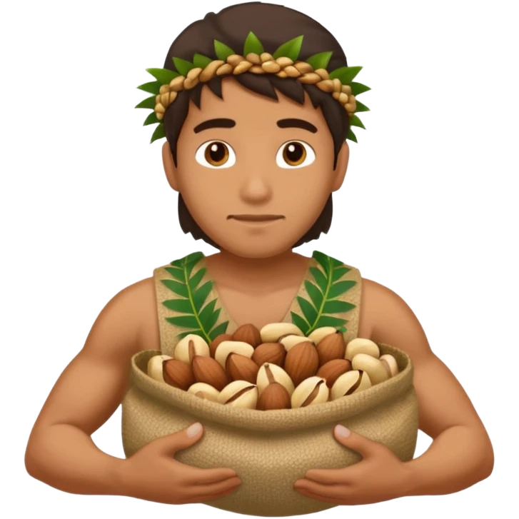 Native Hawaii man holding a sack of nuts emoji
