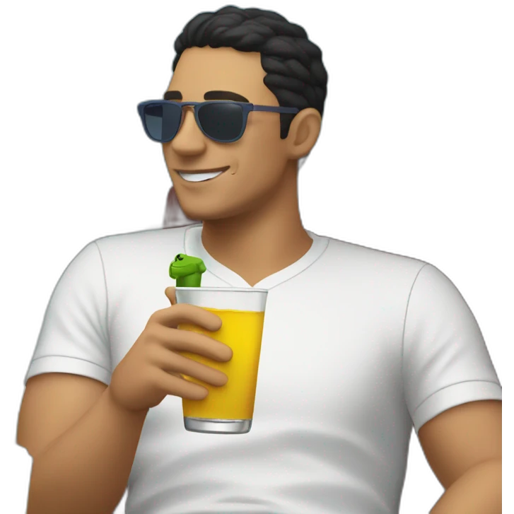 Latin guy Drinking and using lacoste emoji