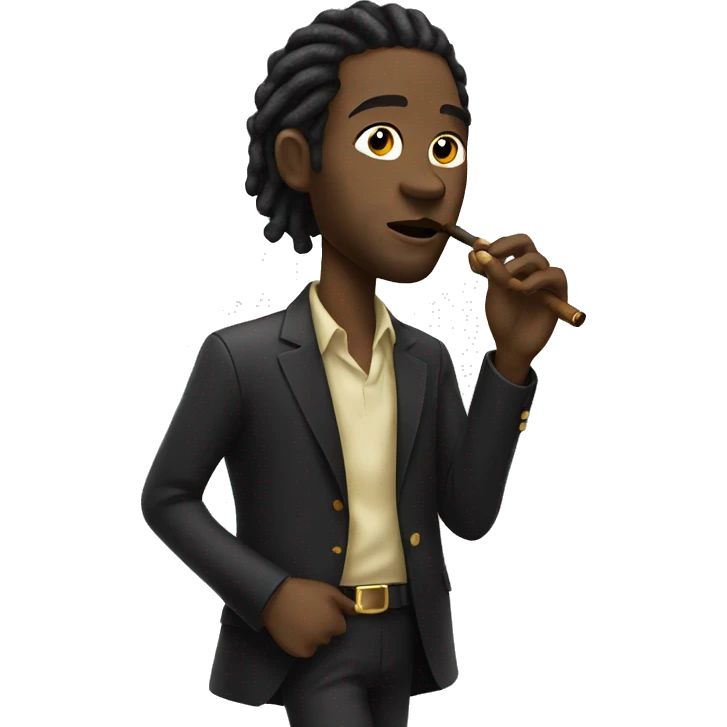Black man with gold and black locs smoking cigar emoji